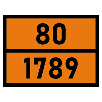 Табличка «Опасный груз 80-1789», Соляная кислота (светоотражающий металл, 400х300 мм)